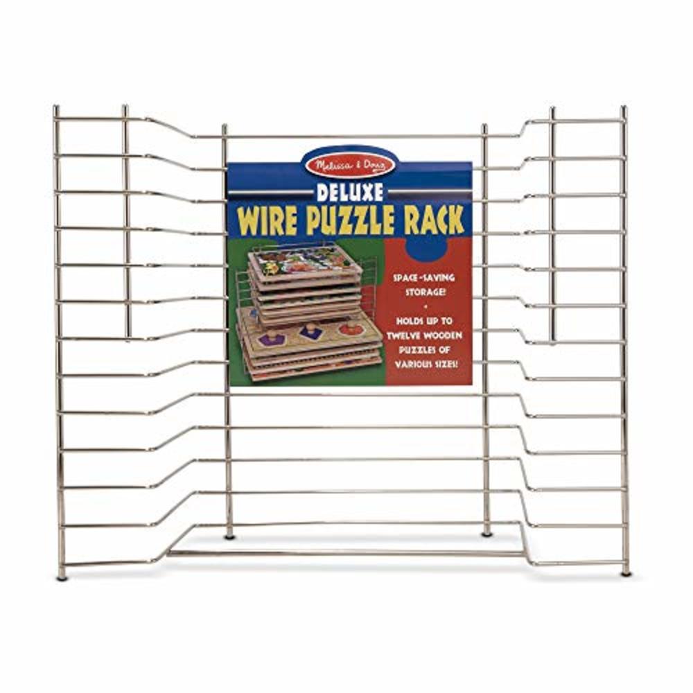 Melissa & Doug Deluxe Metal Wire Puzzle Storage Rack for 12 Small and Large Puzzles