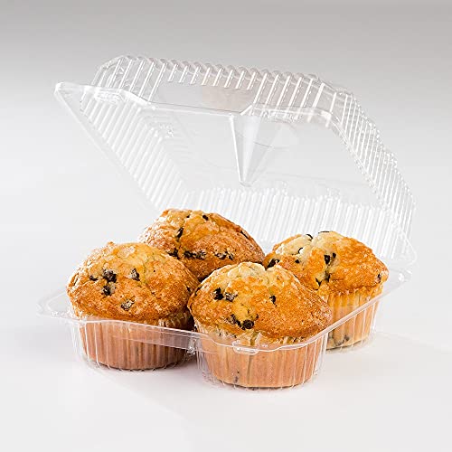 Decony Clear Jumbo Cupcake Muffin Container Boxes disposable plastic boxes Holds 4 jumbo Cupcake muffins each - 11 boxes