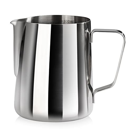 New Star Foodservice 28812 Commercial Grade Stainless Steel 18/8 Frothing Pitcher, 20 oz., Silver
