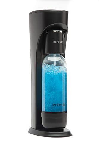 DrinkMate Sparkling Water and Soda Maker, Carbonates Any Drink, CO2 Cylinder Not Included (Matte Black)