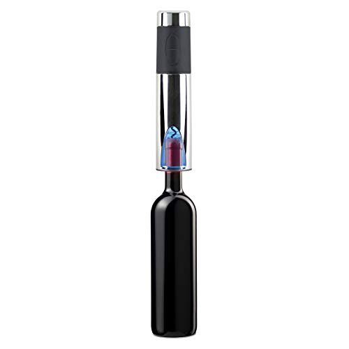 Vinturi Electric Rechargeable Wine Opener with Base and Foil Cutter, Silver