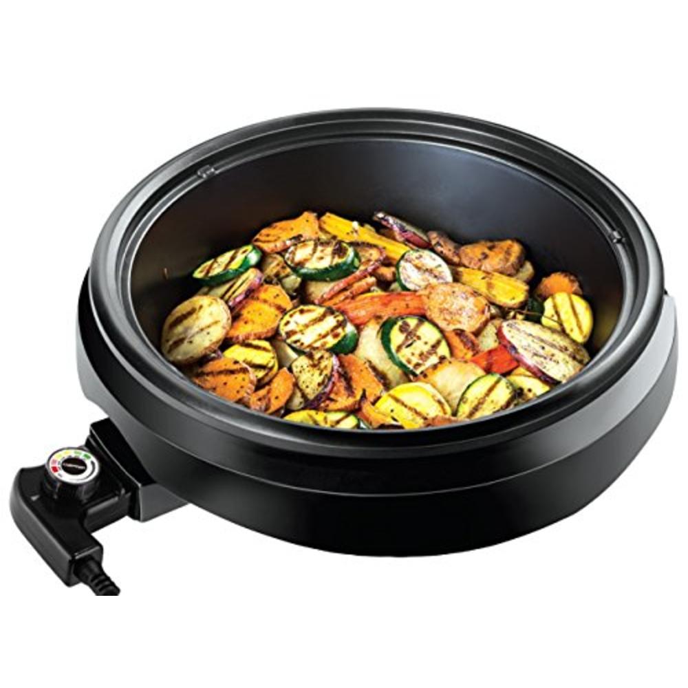 Chefman 3-In-1 Electric Indoor Grill Pot & Skillet, Slow Cook, Steam, Simmer, Stir Fry, 10-Inch Nonstick Raised Line Griddle Pan
