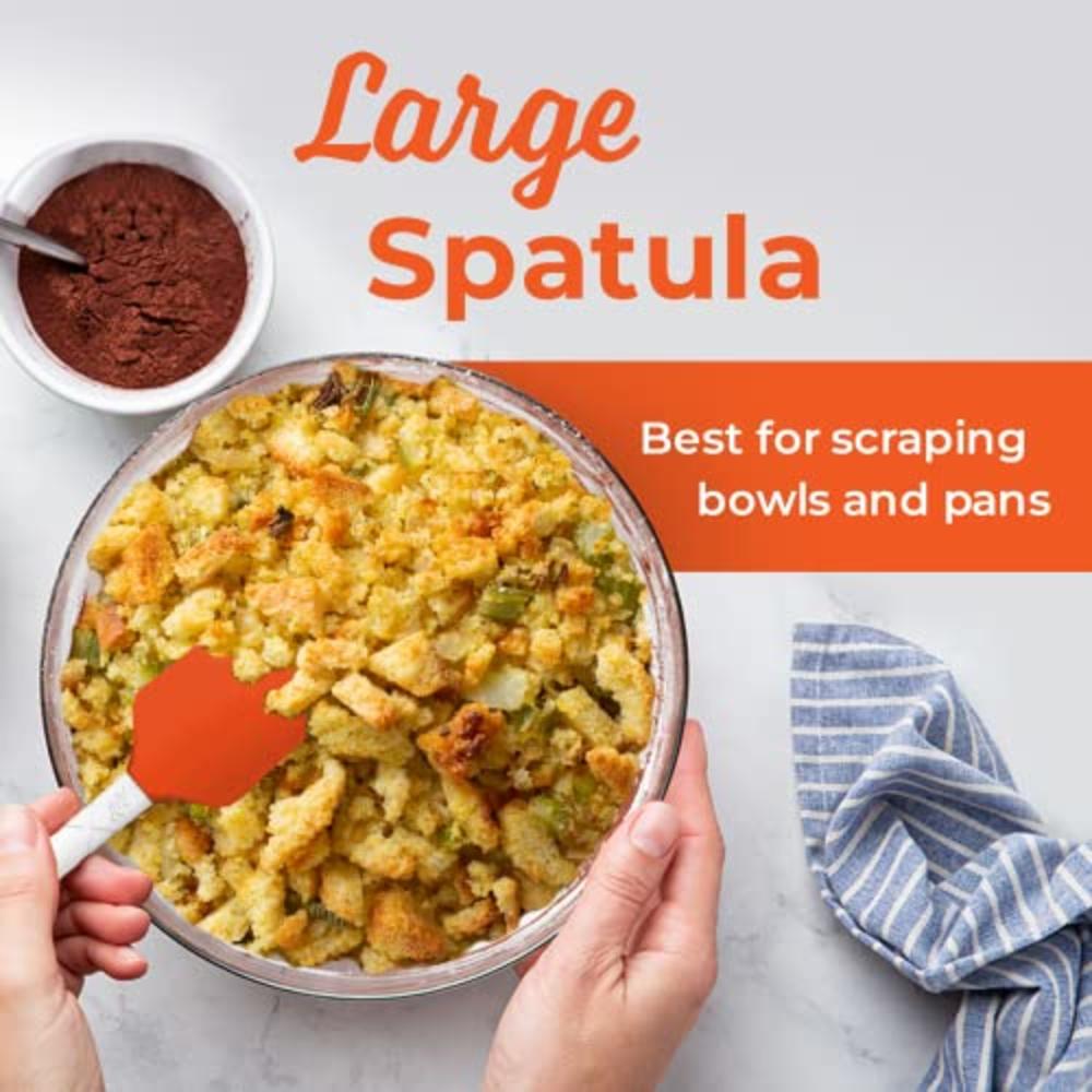 M KITCHEN WORLD Silicone Spatula Set - 4 Piece Heat Resistant Spatulas for Cooking & Baking - Orange
