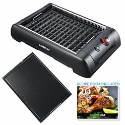 GoWISE USA GW88000 2-in-1 Smokeless Indoor Grill and Griddle with Interchangeable Plates and Removable Drip Pan + 20 Recipes (Bl