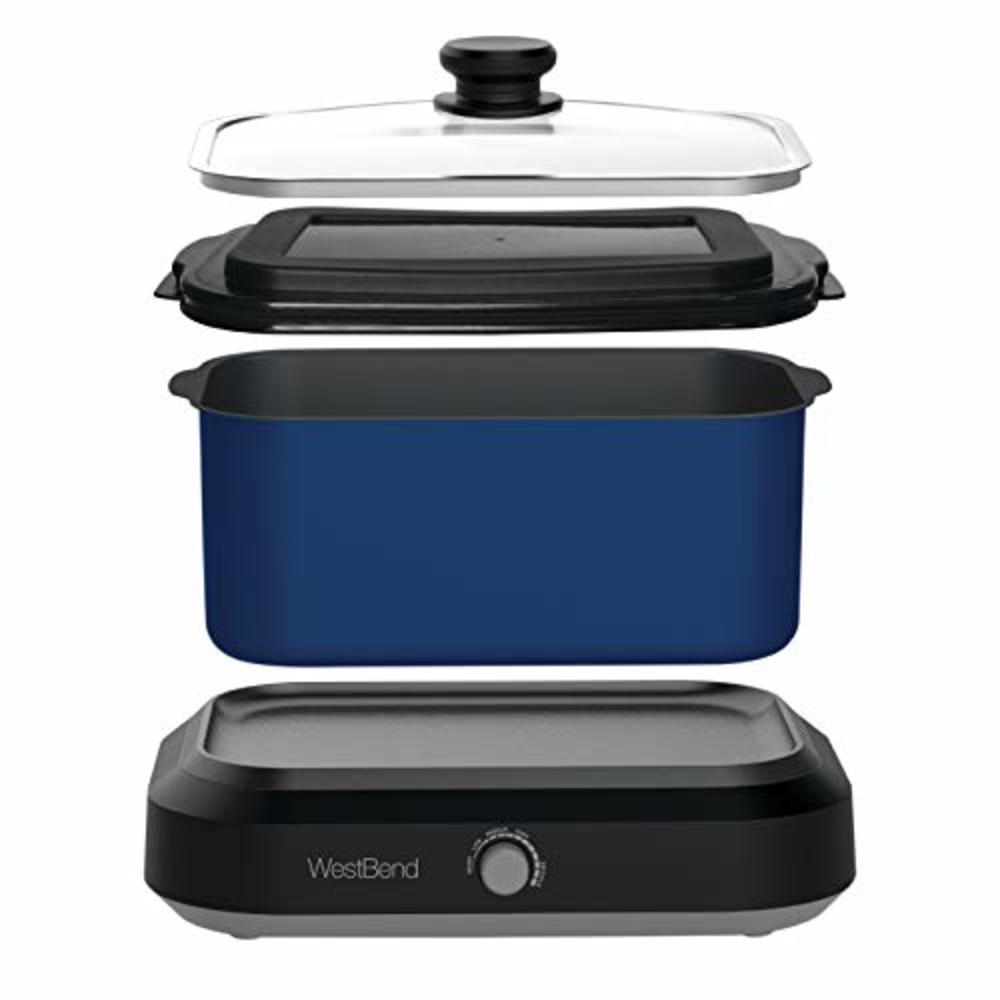 West Bend 87906B Versatility Slow Cooker Large Capacity Non-stick Dishwasher Safe Variable Temperature Control Includes Travel L