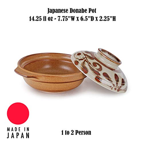 Hinomaru Collection Authentic Japanese Donabe Porcelain Hot Pot Casserole Earthenware Clay Pot Preseasoned Made In Japan (14.25