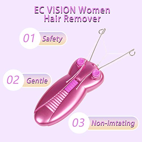EC Vision Electric Women Facial Hair Remover, EC VISION Ladies Beauty Epilator Trimmer Facial Cotton Threading Hair Shaver (Pink).