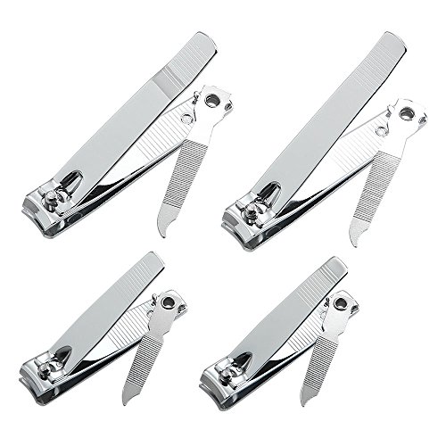 QLL 4 Pcs Professional Stainless Steel Toenail Clipper and Fingernails by QLL - Swing Out Nail Cleaner/File - Sharpest Stainless Ste
