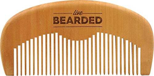 Live Bearded: Premium All-Natural Wooden Beard Comb - Anti-Static - Reduce Snagging, Beard Hair Damage and Ingrown Hairs - Keep