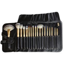 Mieoko 18 Piece Bamboo Makeup Brush Set with Synthetic Taklon Bristles Includes Black Travel Case
