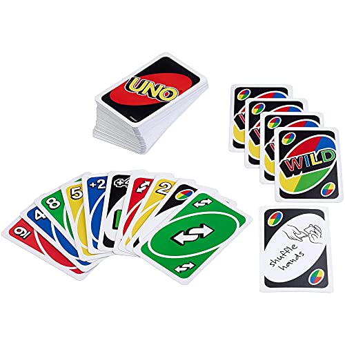 Mattel UNO Family Card Game, with 112 Cards in a Sturdy Storage Tin, Travel-Friendly, Makes a Great Gift for 7 Year Olds and Up [