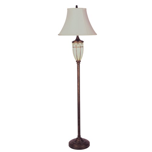 ORE International 8332FG 64-Inch Floor Lamp with Night Light, Antique Brass and Frosted Glass