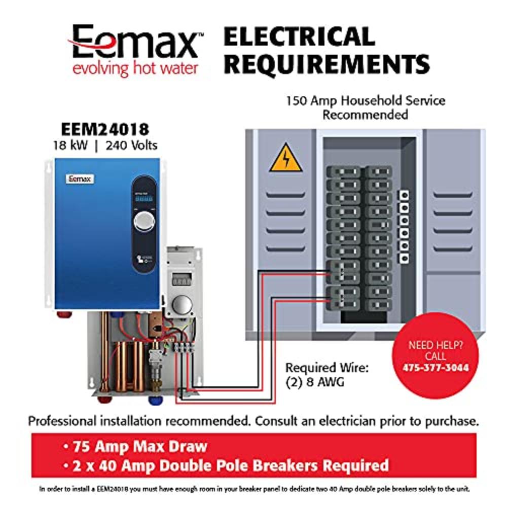 Eemax EEM24018 Electric Tankless Water Heater, Blue