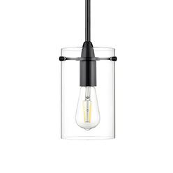 Linea di Liara Linea Modern Black Pendant Light - Medium Clear Glass Effimero Pendant Adjustable Hanging Lighting Fixture for Kitchen Island, O