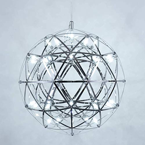 Mzithern Modern Geometric Chandelier Chrome Contemporary LED Pendant Lighting Globe Ceiling Light Fixture for Dining Room Kitche