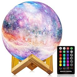 LOGROTATE Moon Lamp, Night Light, 16 Colors LED Moon Light 7.0 inch 3D Printing Kids Light Lamp with Stand, Remote&Touch Control, USB Rech