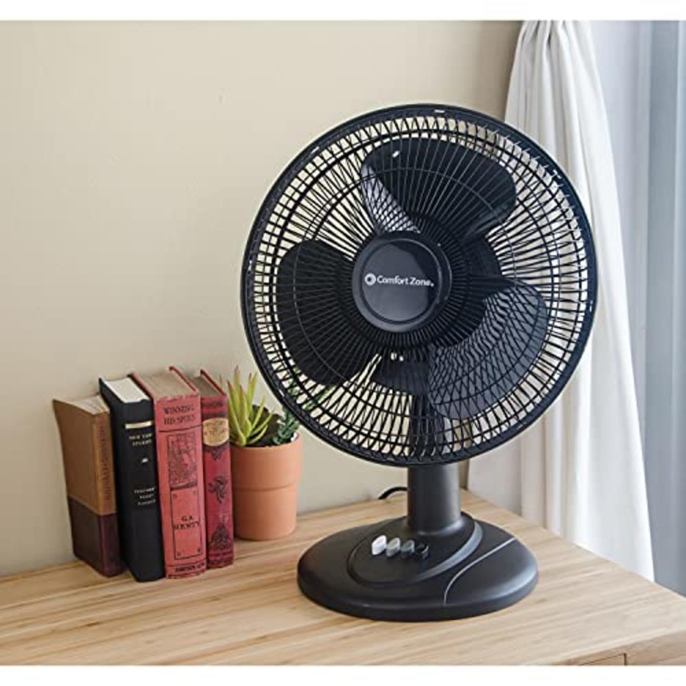 Comfort Zone Cz121bk Black Oscillating Table Portable 3 Speed Fan 12 Comfort Zone Cz121bk Black Oscillating Table Portable 3 Speed Fan 12