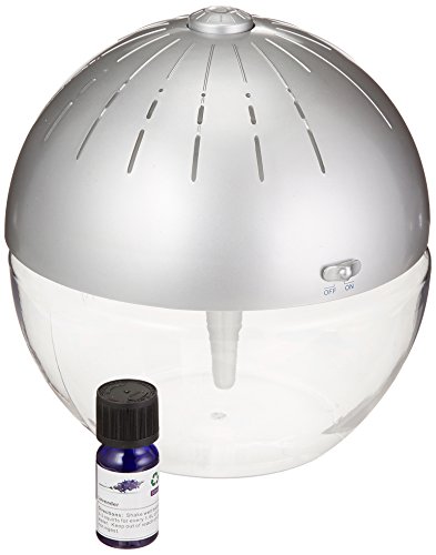 EcoGecko Earth Globe- Glowing Water Air Washer and Revitalizer with Lavender Oil, Silver (75606-Silver)