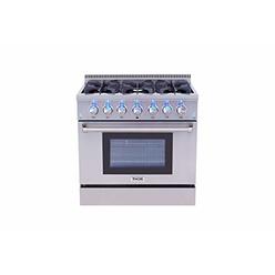 Thor Kitchen Thorkitchen HRD3606U 36" Freestanding Professional Style Dual Fuel Range with 5.2 cu. ft. Oven, 6 Burners, Convection Fan, Stain