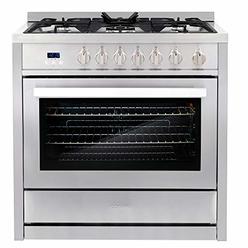 Cosmo COS-965AGC 36 in. Gas Range with 5 Burner Cooktop, 3.8 cu. ft. Capacity Rapid Convection Oven with 5 Functions, Heavy Duty