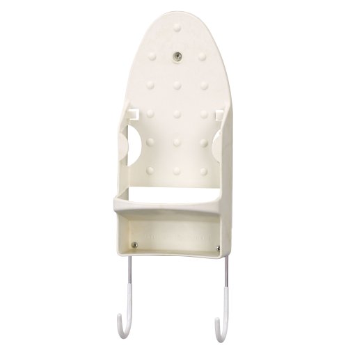 Household Essentials 166-1 Iron Wall Mount with Attached Ironing Board Hooks,White
