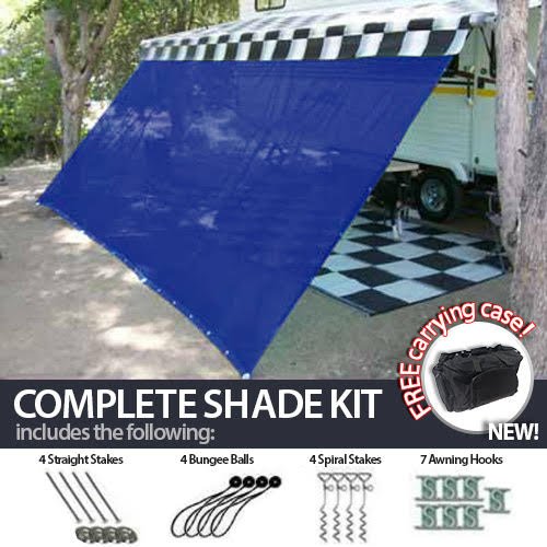 EZ Travel Collection RV Awning Shade Complete Kit 10x16 Blue