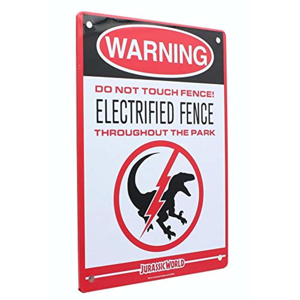 Universal Studios Jurassic World Electrified Raptor Fence Tin Litho Warning Sign LootCrate March 2017 Exclusive