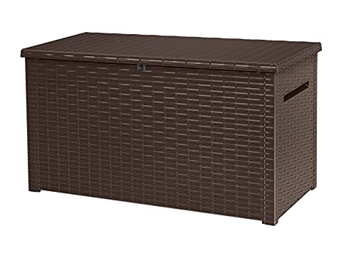 KETER Java XXL 230 Gallon Resin Rattan Look Large Outdoor Storage Deck Box for Patio Furniture Cushions, Pool Toys, and Garden T