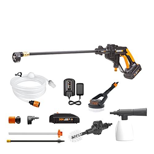 WORX 20V Cordless Pressure Washer, Portable Power Hydroshot Cleaner w/ Accessories, Battery & Charger, Suitable for Car Washing