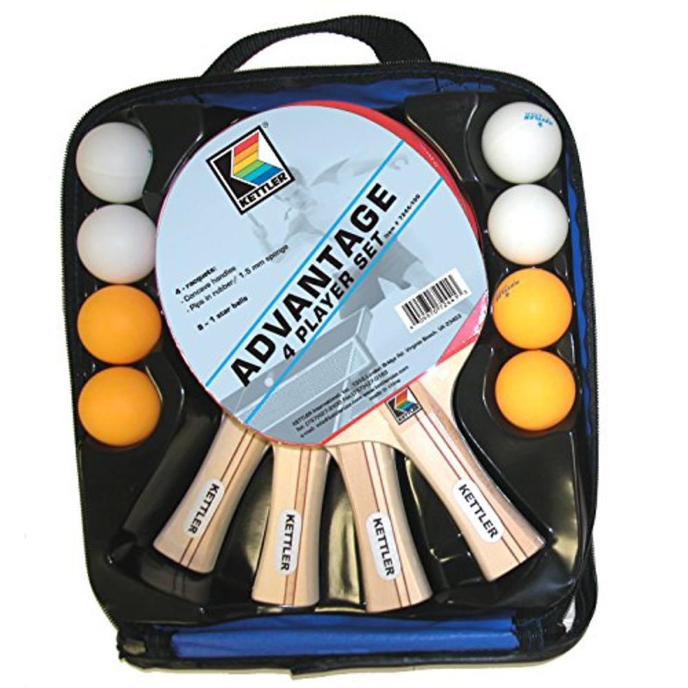 Kettler&#174; Kettler Advantage Indoor Table Tennis Bundle: 4 Player Set (4 Rackets/Paddles and 8 Balls)