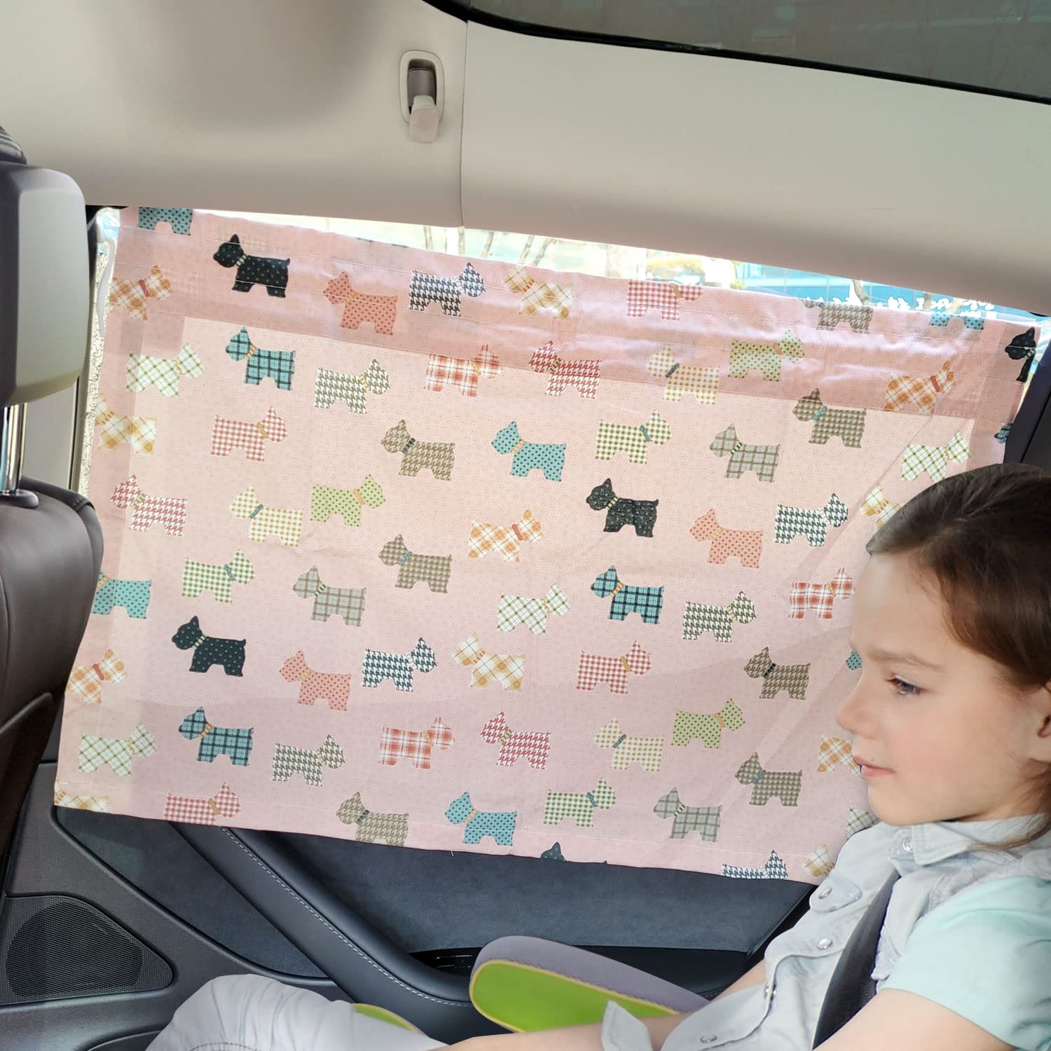 coneywave car Window Sun Shade for Baby, Kids, Adults, 100% cotton and Handmade, Washable, Adjustable Size Up to 275inch, Made i