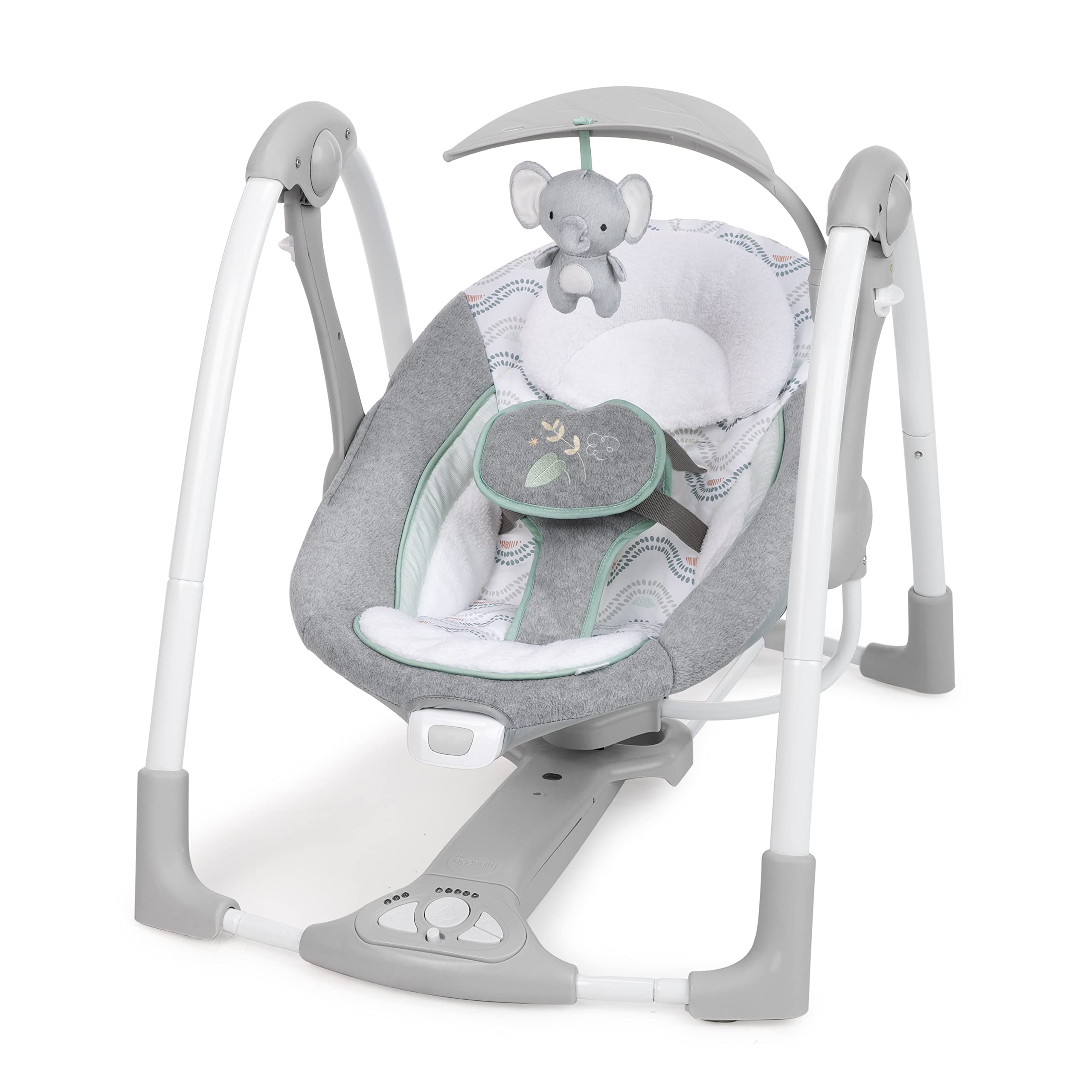 Ingenuity convertMe 2-in-1 compact Portable Baby Swing & Infant Seat, Battery-Saving Automatic Sway, Vibrations, Nature Sounds -