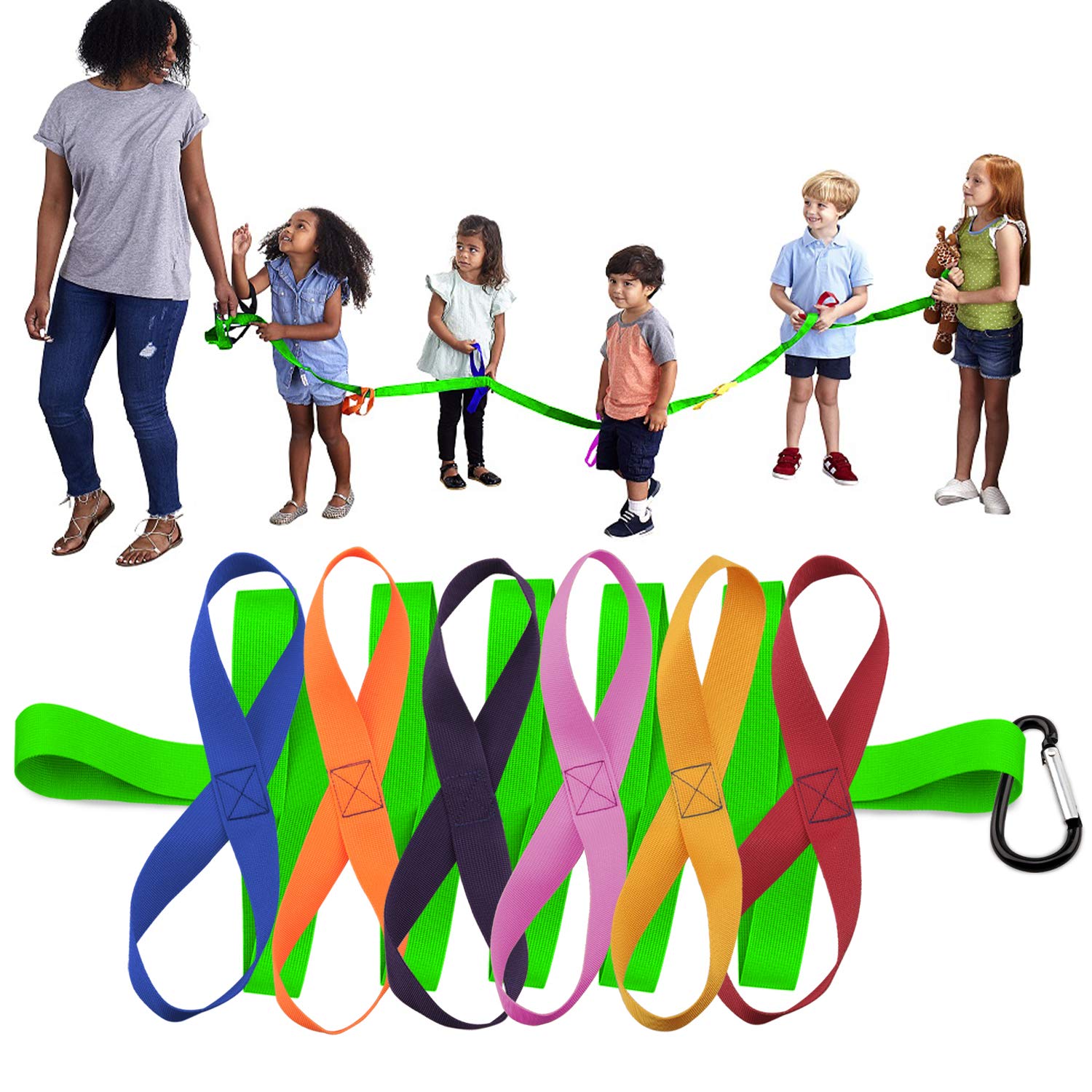 Lainrrew Walking Rope, children Safety Walking Rope with 12 colorful Handles Outdoor Safety Daycare Rope for Preschool Daycare K