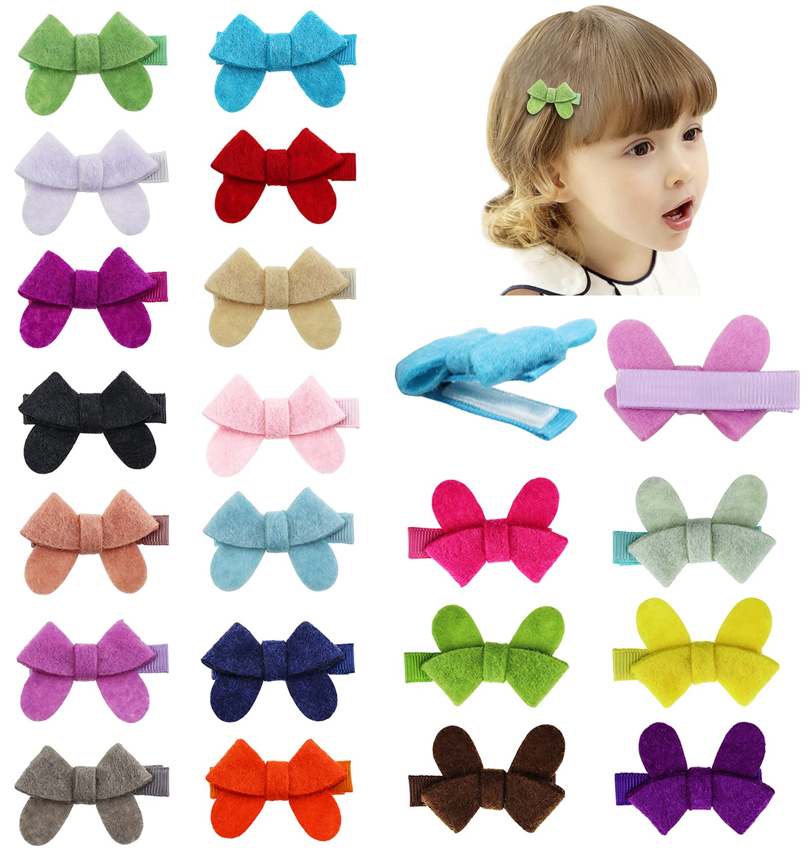 Mery Yuer Baby Hair clips No Slip Hair Bows for Toddler girls,Baby Barrettes for Fine Hair,Fully Lined Hair Pins Tiny 2 Hair Bows Alligato