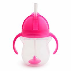 Munchkin Any Angle click Lock Weighted Straw Trainer cup, Pink, 7oz