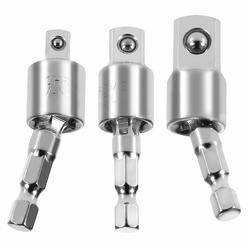 Newte Impact grade Socket Adapter 3 Pack Set, 360A Rotatable Universal Joint Swivel Socket Set, Socket to Drill Adpater for Impa