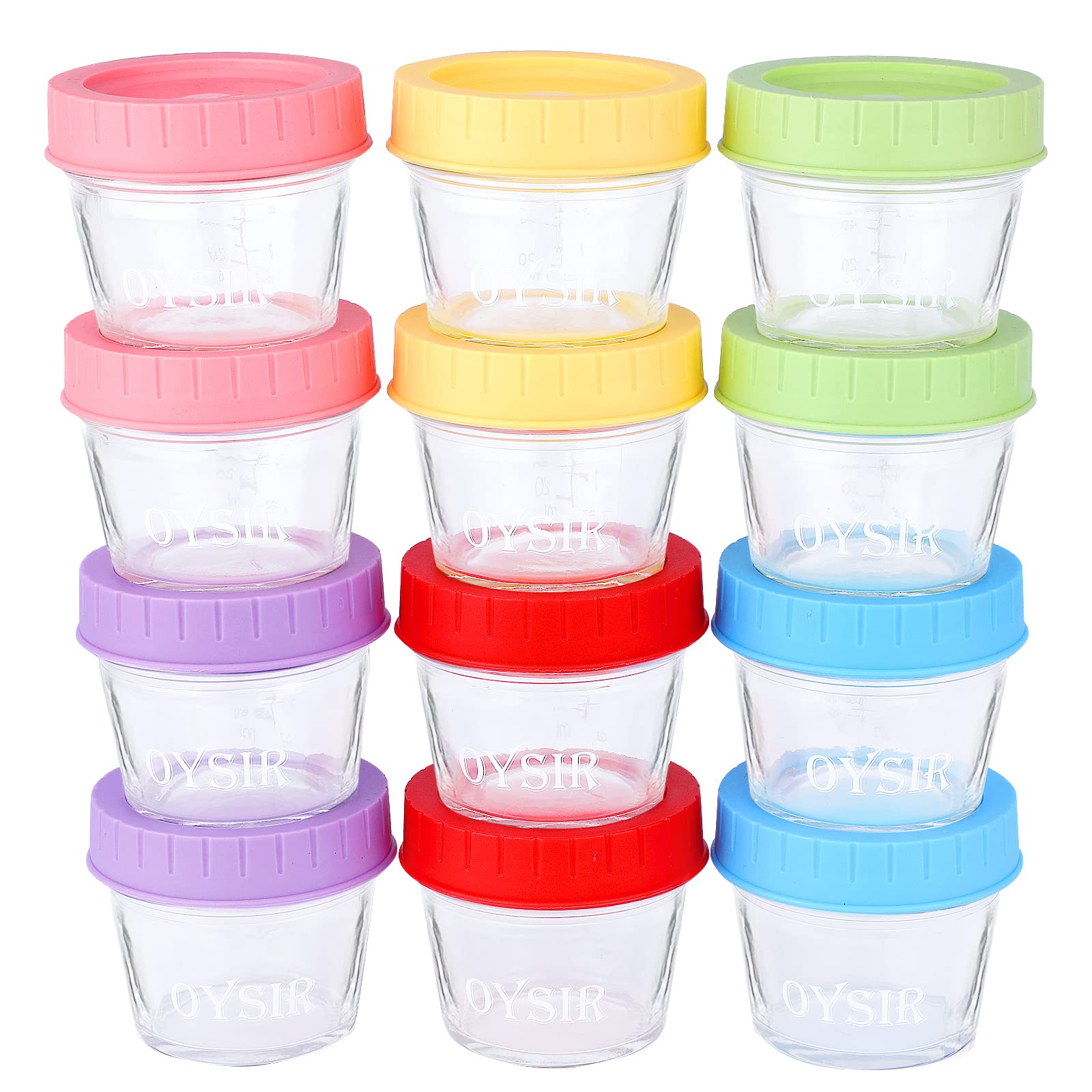 OYSIR Glass Baby Food Storage Containers,12 Pcs,4 oz Baby Jars with Lids, Reusable Small Glass Baby Food Containers for Infant & Baby