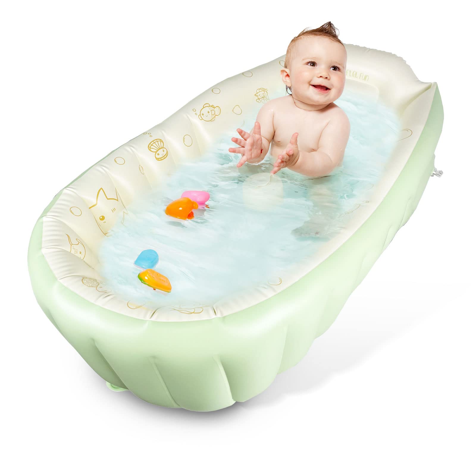 Rlozftel Fun Rlozftel Baby Bathtub, Inflatable Baby Bathtub with Press ...