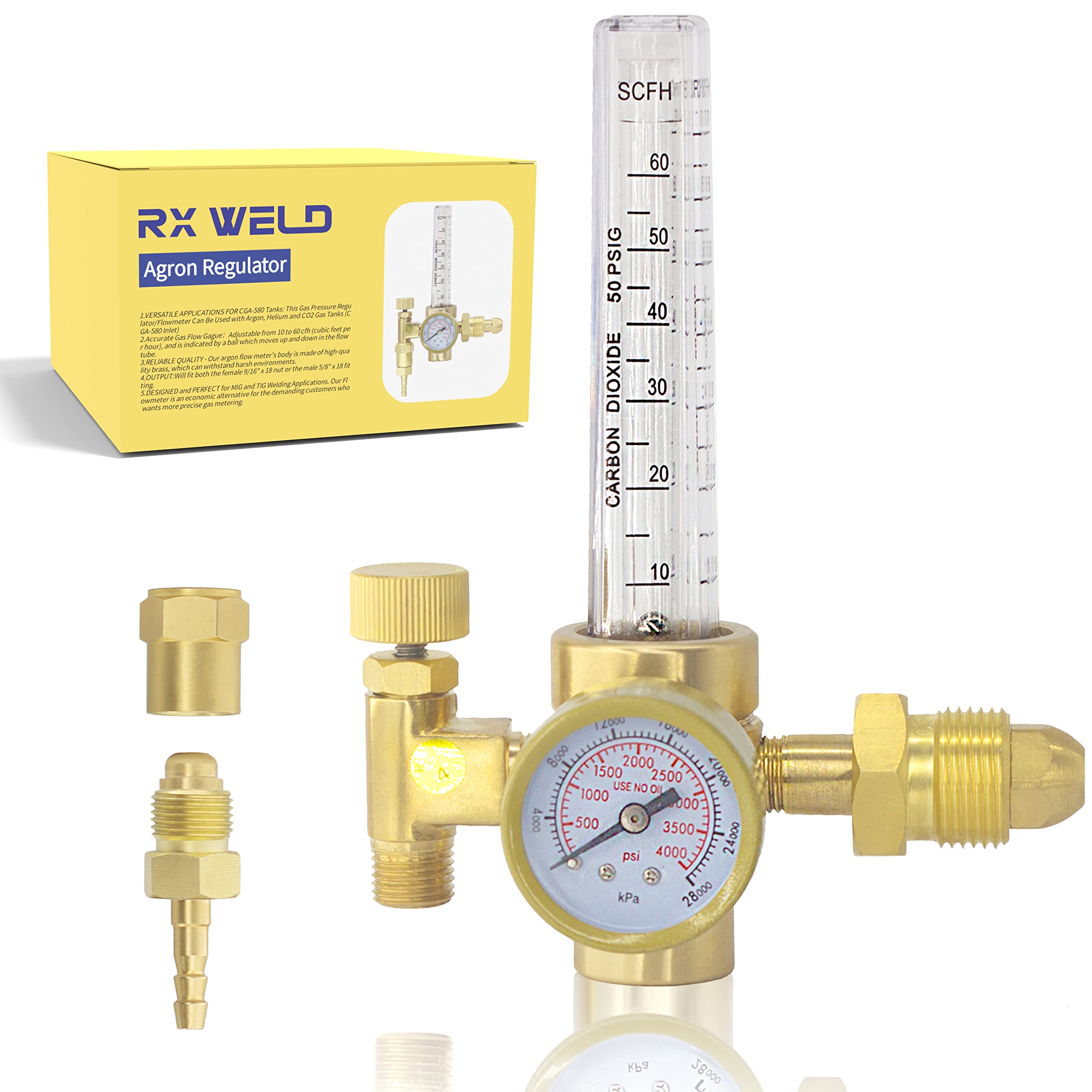 RX WELD ArgoncO2 Mig Tig Flow Meter gas Regulator gauge Welding Weld