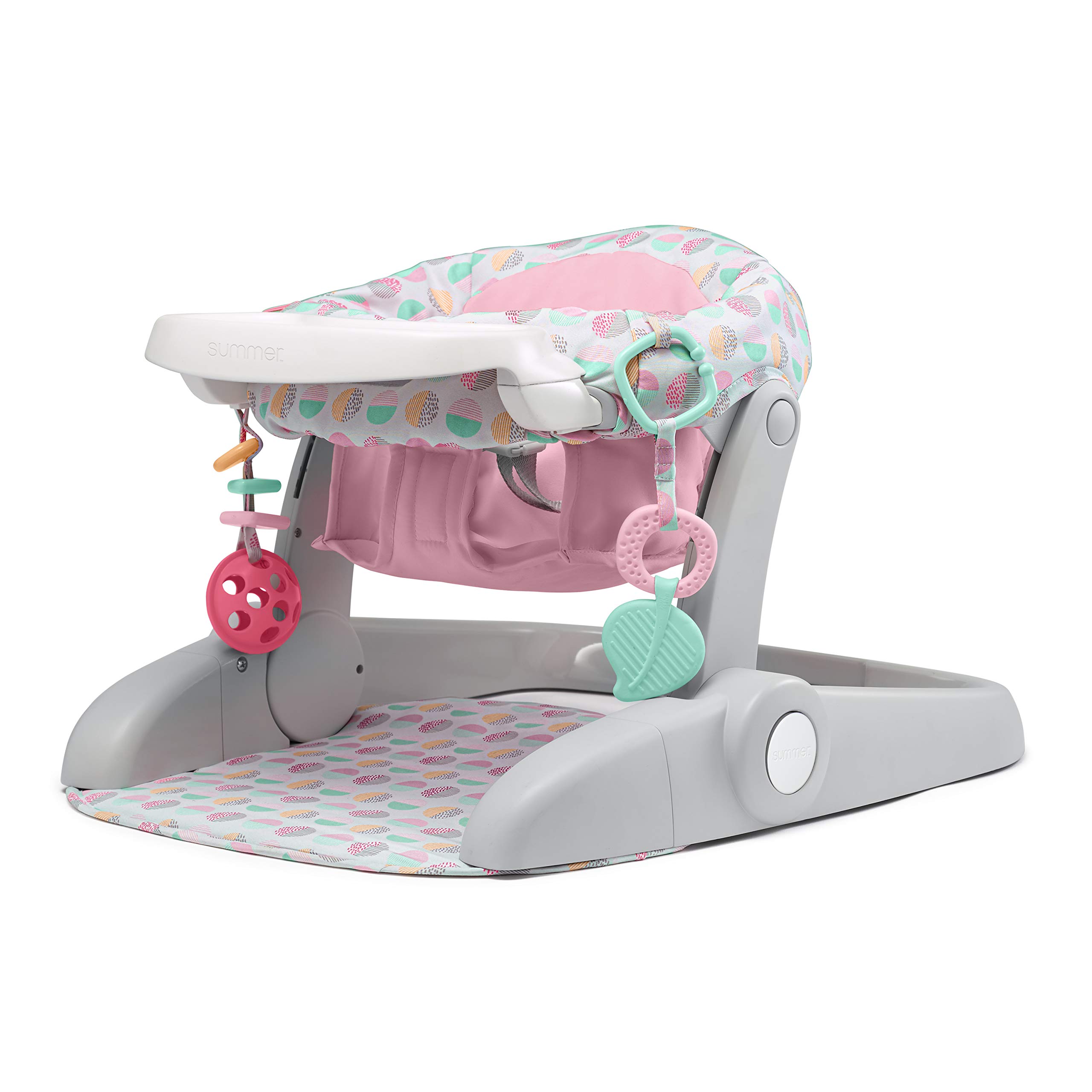 Summer Infant Summer Learn-to-Sit Stages 3-Position Floor Seat, Sweet-and-Sour Pink - Sit Baby Up to See The World - Baby Activity Seat is Adj