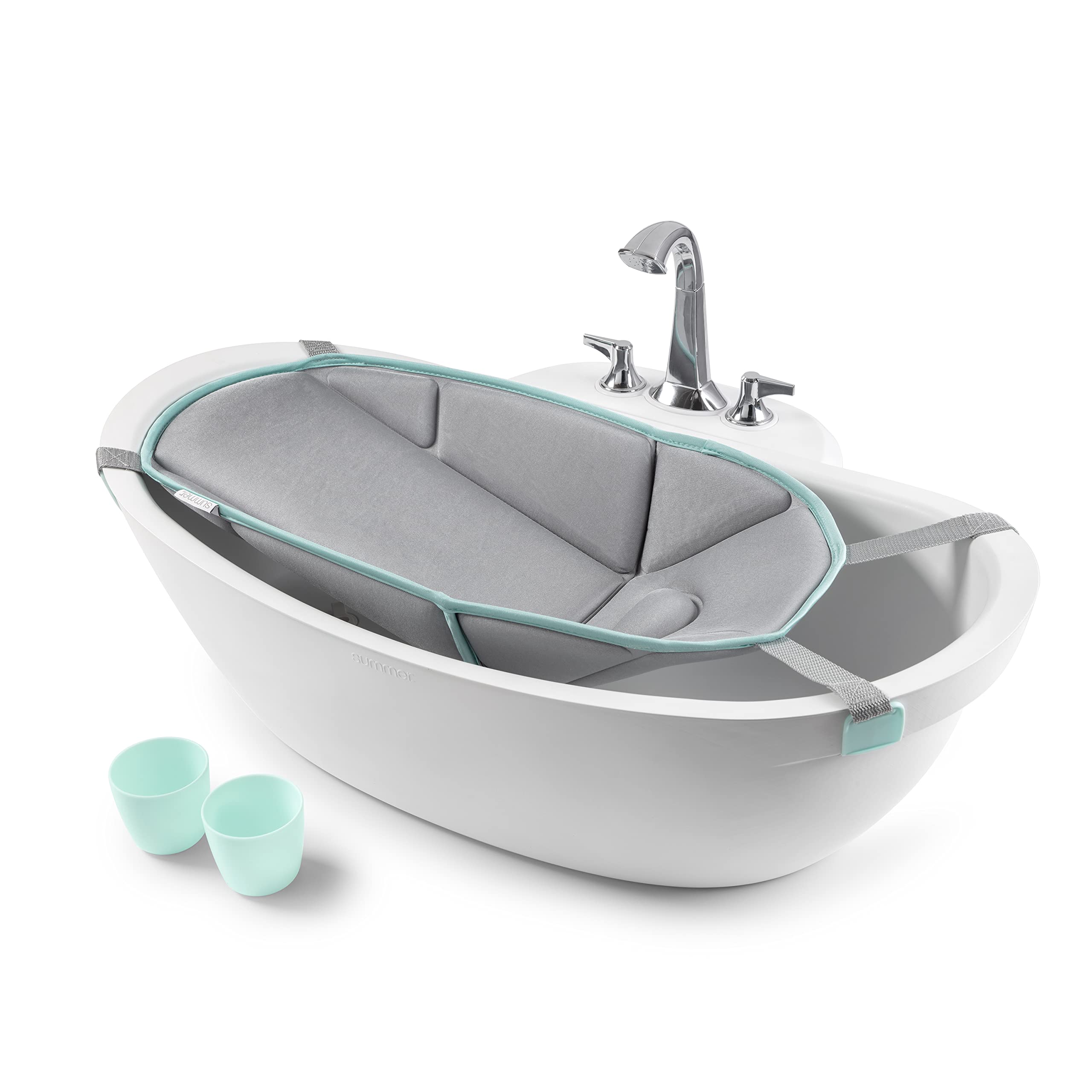 Summer Infant SummerA My SizeA Tub 4-in-1 Modern Bathing System -- for Ages 0-24 Months - Baby Bathtub Includes Soft Support, Pull-Down Spraye