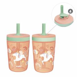 Zak! Designs Zak Designs Kelso Tumbler Set 15 oz, ( Unicorn ) Non-BPA Leak-Proof Screw-On Lid with Straw Made of Durable Plastic and Silicone