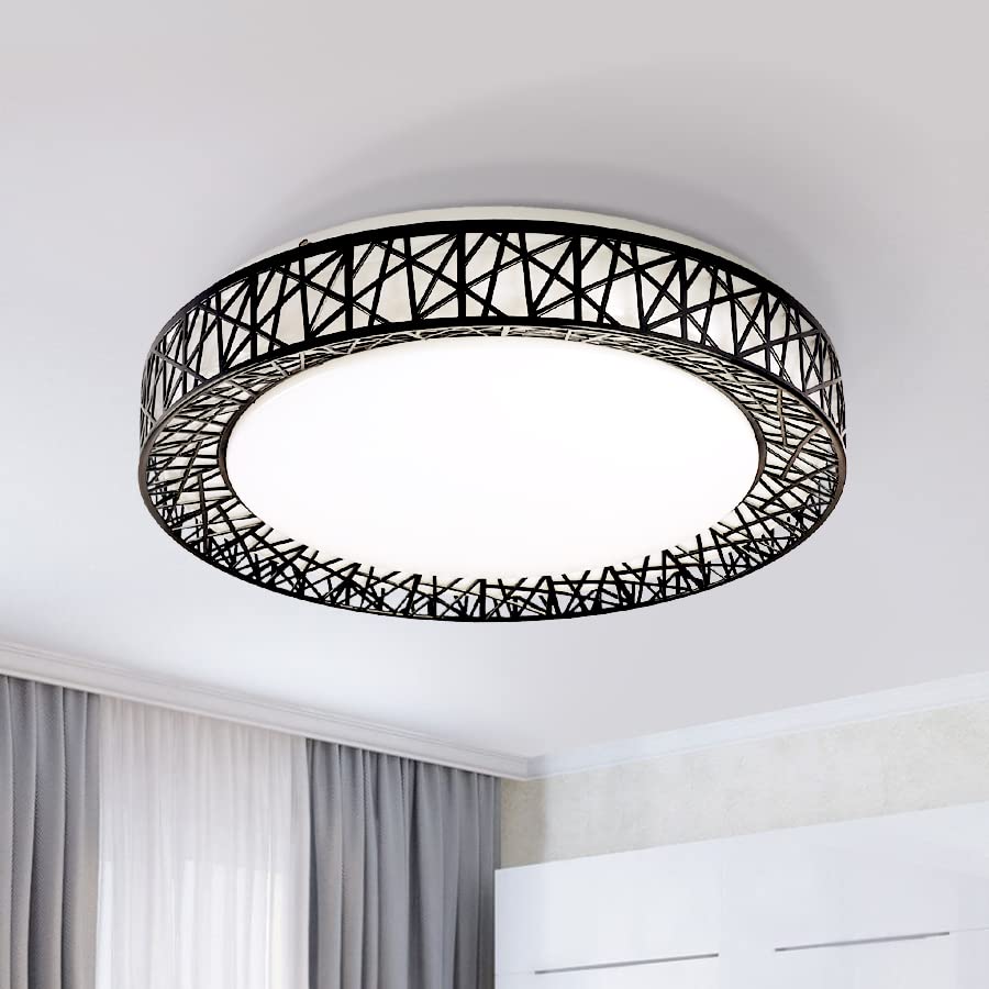 ASD 20 Inch Black LED Flush Mount ceiling Light 42W (110 Eqv) 2475LM27003000350040005000K AdjustableDimmable close to ceiling Li