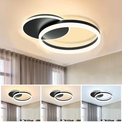 CANMEIJIA Modern ceiling Light Fixture, cANMEIJIA 24W Ring LED Semi Flush Mount ceiling Light 3 ccT (3000K4000K6500K) Black ceiling Lamp f