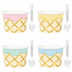 Creative Converting Ice cream Party Treat cups with Spoons, 8 ct