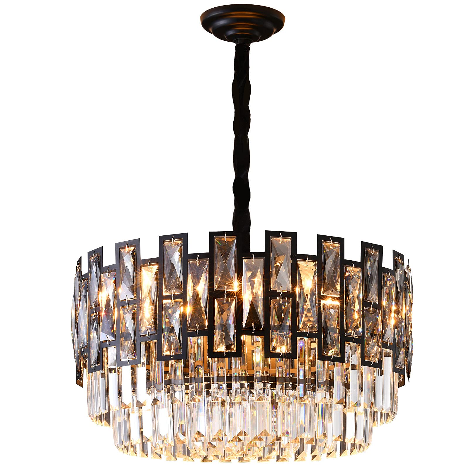FinExpect Modern crystal chandelier 8-Light contemporary Round chandelier Lighting Fixture with K9 crystal for Dining Room Livin
