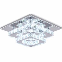 Finktonglan crystal LED ceiling Light, ceiling crystal Lamp Stainless Steel K9 Modern Flush Mount Lights Fixture Square chandelier ceiling L