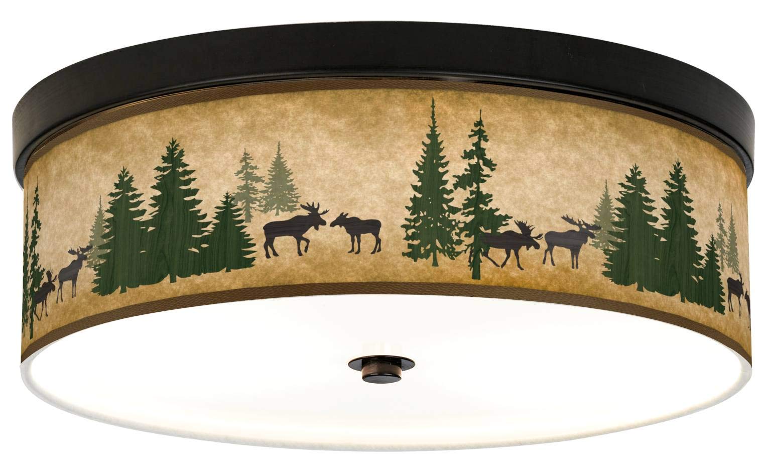 Giclee Canvas Prints Moose Lodge giclee Energy Efficient Bronze ceiling Light with Print Shade - giclee gallery