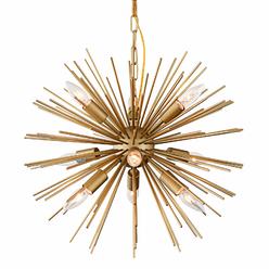 gOMUNIN 9-Light Sputnik chandelier gold Starburst chandelier Mid-century Satellite Pendant Light for Dining Room Living Room Kit