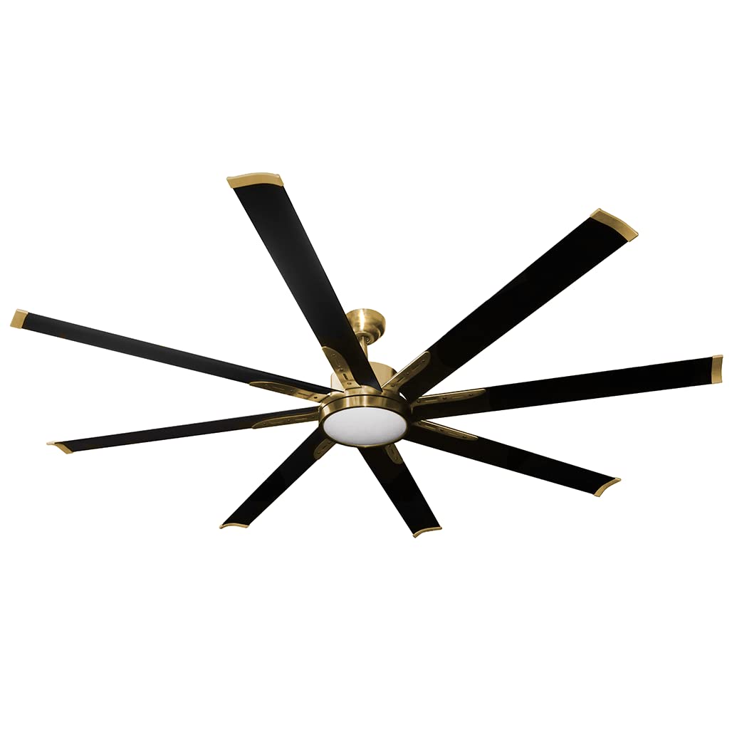 H HOMENHANCEMENTS 72 IndoorOutdoor ceiling Fan champagne gold fan with Matte Black Blades (champagne gold, 72 Blades + 6 Downrod)